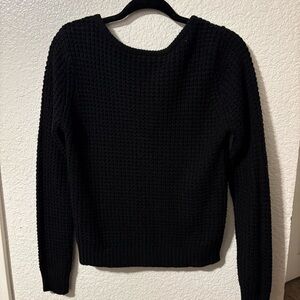 Ambiance Apparel Black Textured Knit Sweater Criss Cross Back Women’s‎ M